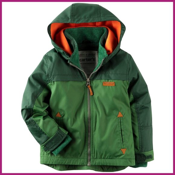 Fleece Lined Jacket with Zipper Closure and Hood